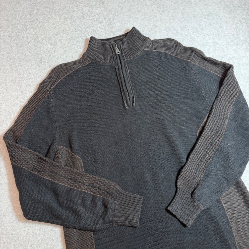 BKE Quarter Zip Sweater Mens Size XL Black Brown Athletic Fit Y2K